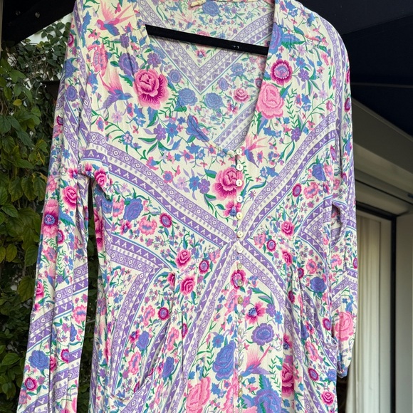 Spell Long Sleeve Floral Dress in Pink and Purple - Picture 3 of 6